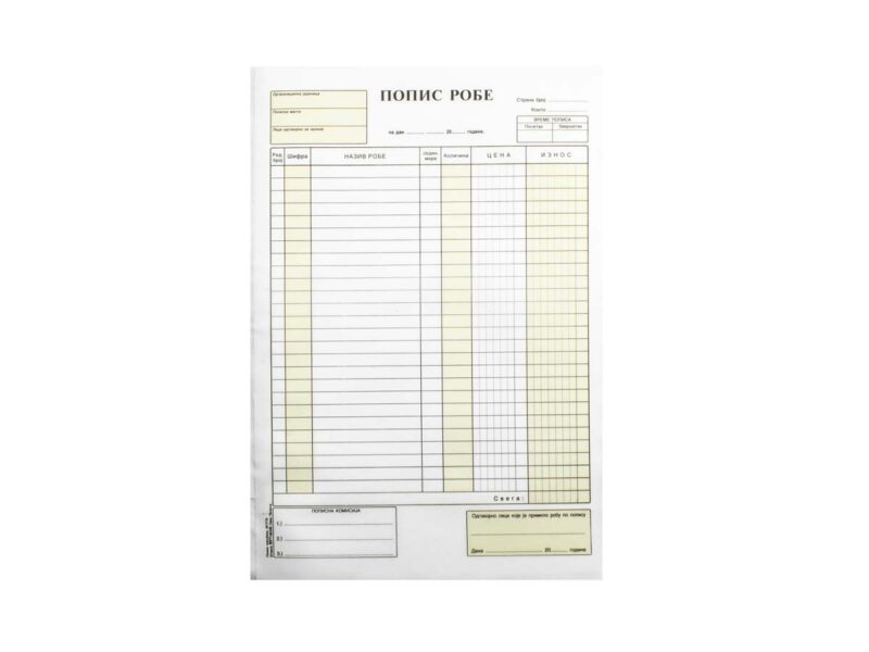Program Za Popis Robe OBR POPIS ROBE A4 NCR - BIGZ OFFICE GROUP